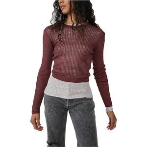 FREE PEOPLE H20 CREW PULLOVER wine